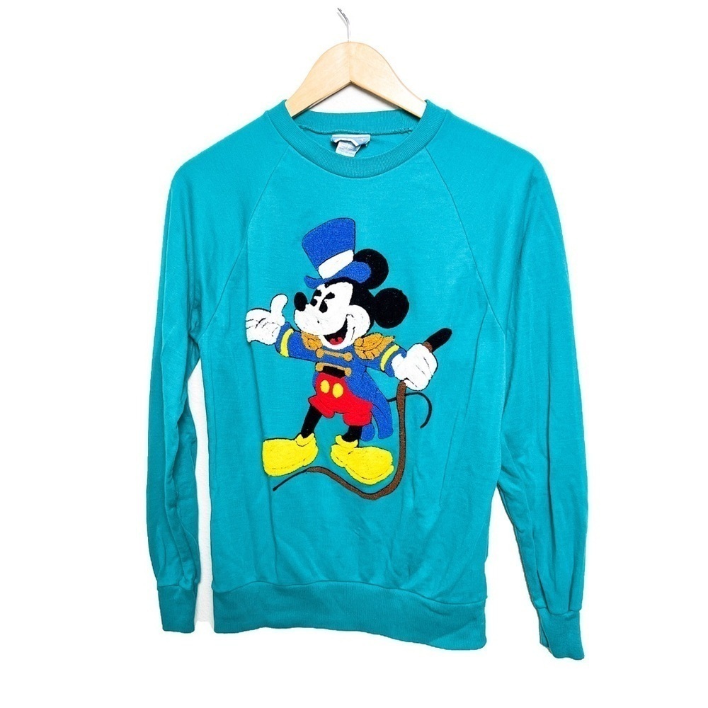 Vintage Sunday Comics Mickey Mouse embroidered ringleader tufted sweatshirt kids